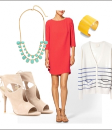 wardrobe_spring_party_coralshiftdress_whitenavystripedsweater