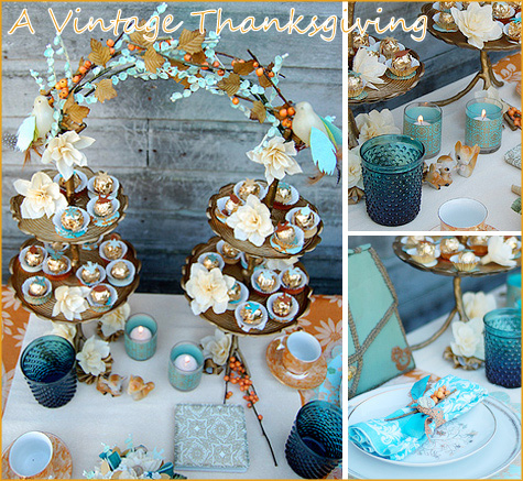 Vintage Thanksgiving in Teal & Orange