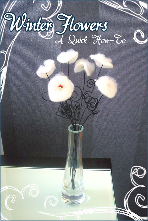 DIY Handmade Winter White Flowers Cotton, Batting Glass Beads 4