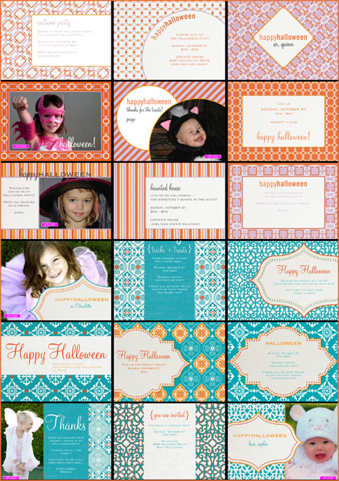 Cocodot and Amy Atlas Collaborative Invitations, Designs, Modern, Blue, Orange, Pink, Halloween