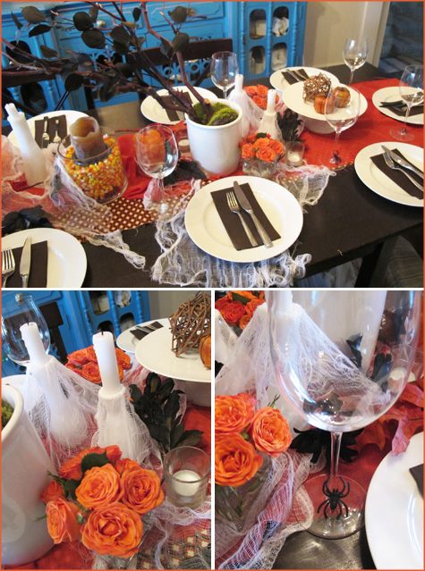 Halloween Tablescape, Dinner Party, Table, Decor, Decoration, Inspiration, Orange, Black, Brown, Modern, Diy, handmade