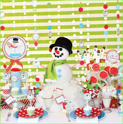 Christmas Dessert Buffets, Bars, Snowmen, Snowman, Marshmallow, Green, White, Snowy, Snow, Holiday, Red, Decor, Inspiration, Modern, Decoration