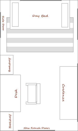 Potential Layout for the new office guestroom with daybed day bed