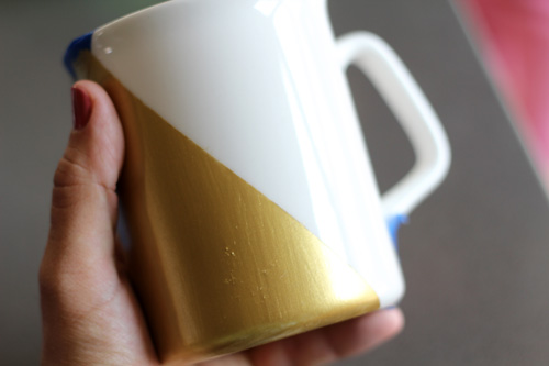 DIY Gold & Teal Hand Painted & Sharpie Mugs | PepperDesignBlog.com