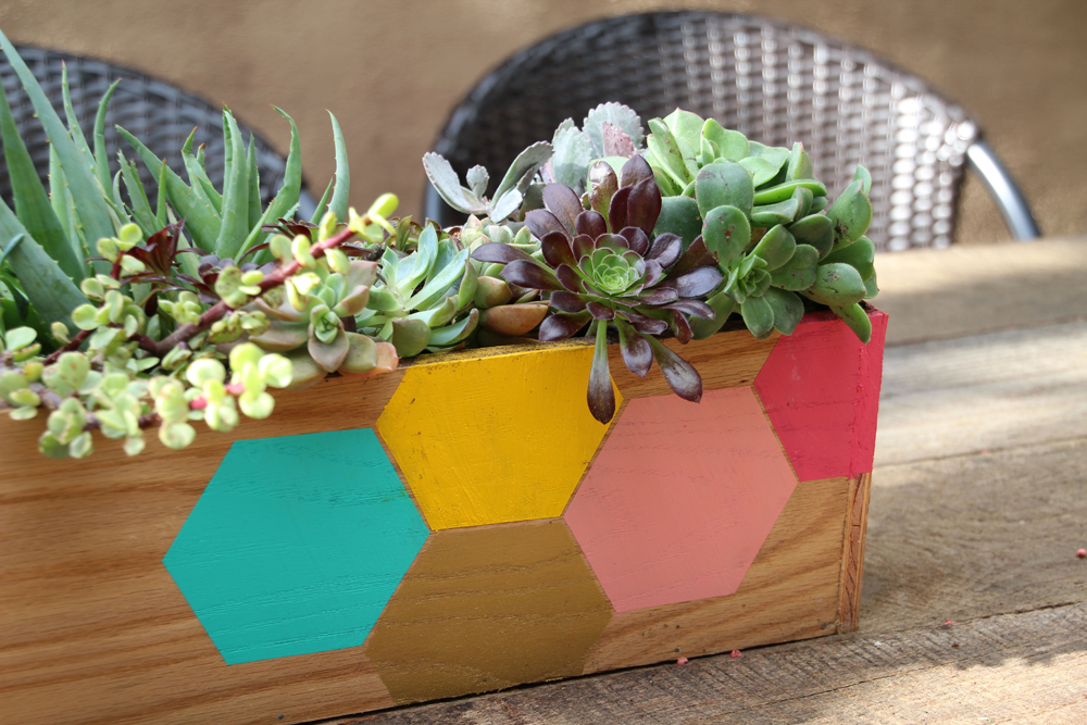 Hexagon Wooden Planter | PepperDesignBlog.com