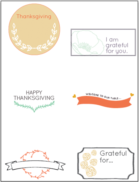 Thanksgiving Placecards & 'Grateful' Notecard Downloads | PepperDesignBlog.com