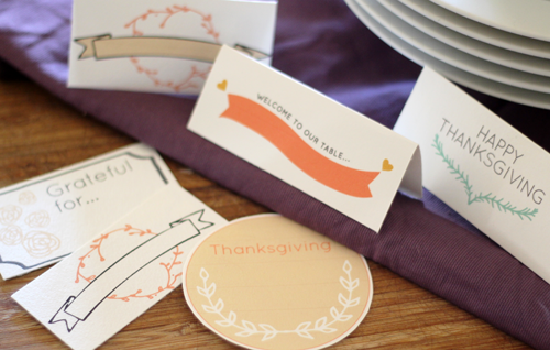 Thanksgiving Placecards & 'Grateful' Notecard Downloads | PepperDesignBlog.com