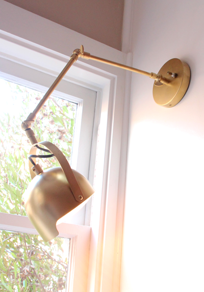 New Nursery Bookshelf Lighting | Swing Arm Wall Sconce | PepperDesignBlog.com