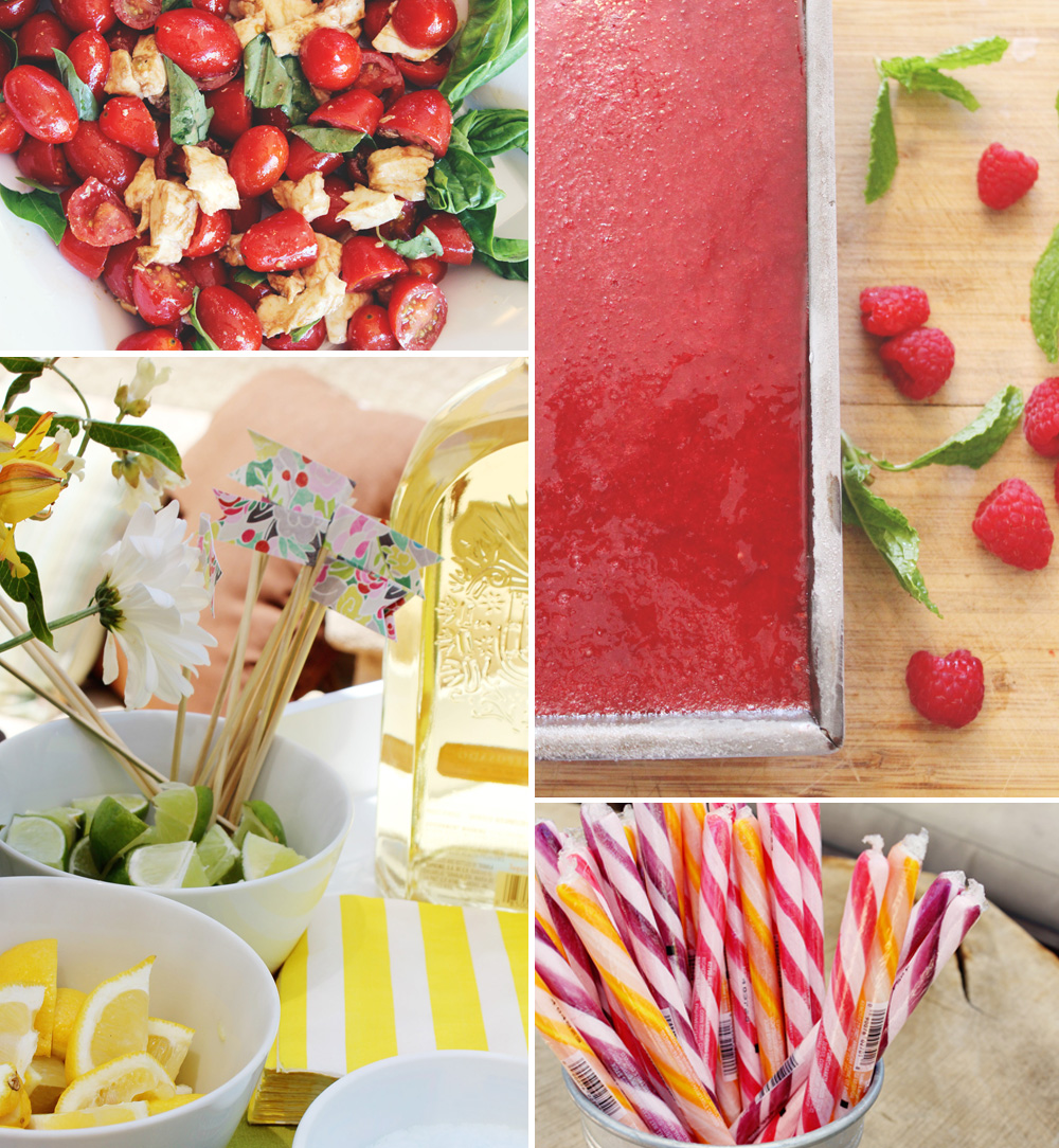 Taylor's First Birthday | Tomato Mozzarella Salad, Homemade Berry Watermelon Sorbet, Paper Flags | PepperDesignBlog.com