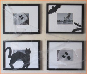 Picture frames, halloween inspiration, decor, shadows, diy, handmade, cut outs.