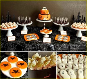 Halloween Dessert Bar, Buffet, Tablescape, Tablesetting Inspiration, Ideas