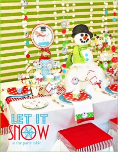 Holiday, Christmas, Tablescape, Dessert Bar Buffet, Red, White Stripe, Candy Dessert, Cake, Gingerbread Men, Green, Snow