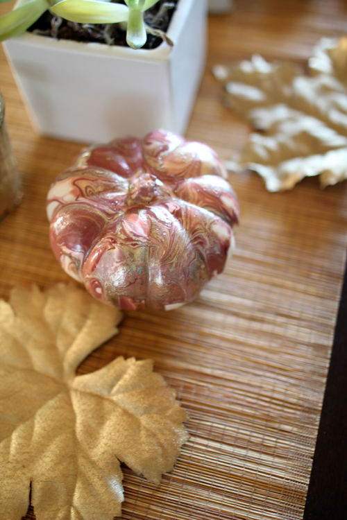 Our Home, Fall 2014 | DIY Gold Painted Leaves & Nail Polish Marbled Pumpkins | PepperDesignBlog.com
