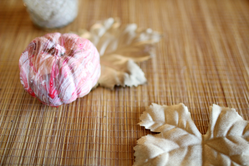 Our Home, Fall 2014 | DIY Gold Painted Leaves & Nail Polish Marbled Pumpkins | PepperDesignBlog.com